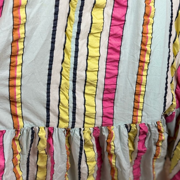 J. Crew Tiered midi dress in seersucker ribbons Summer Fun Rainbow Stripe 0. E10 - Picture 5 of 17